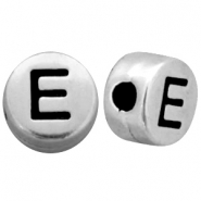 Metal-look beads letter E Antique Silver