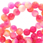 Natural stone beads with watercolour look 8mm Pink-Yellow