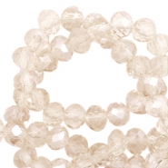 Top faceted beads 4x3mm disc Light Champagne-Pearl Shine Coating
