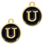 Metal charms letter U Gold-Black