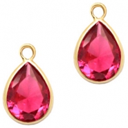 Crystal glass charms drop 11x7mm Indian Pink Crystal-Gold