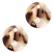 Resin pendants round 12mm Mixed Beige Brown