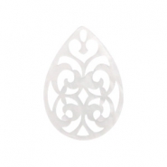 Resin pendants drop baroque 38x27mm Bright White