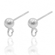 925 Silver findings earpins with loop Silver