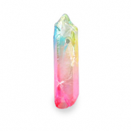 Natural stone charms Quartz Rainbow Pink AB