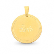 Stainless steel charms 15mm "love" Mix&Match Gold