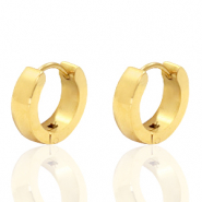 Stainless steel earrings creole flat 13mm Gold