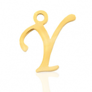 Stainless steel charms initial Y Gold