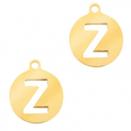Stainless steel charms 10mm initial coin Z Gold