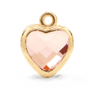 Crystal glass charms heart Vintage Pink-Gold