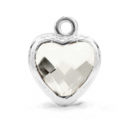 Crystal glass charms heart Crystal-Silver