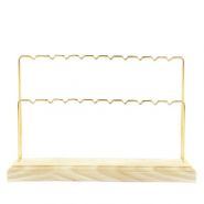 Jewellery display two rows for earrings Natural Wood-Gold