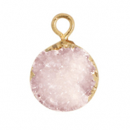 Natural stone charms 10mm Icy Pink-Gold