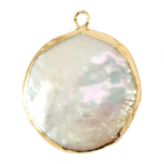 BQ Freshwater pearls charm round/drop Gold-Natural White