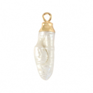 BQ Freshwater pearls charm tooth Gold-Natural White