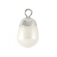 BQ Freshwater pearls charm round Silver-Natural White