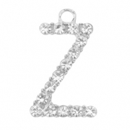 Metal rhinestone charms initial Z Antique Silver