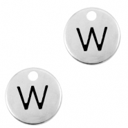 DQ European metal charms initial W Antique Silver (nickel free)
