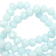 Top faceted beads 3x2mm disc Bleached Aqua Blue-High Shine Coating