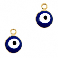 Metal charms 6mm Evil eye Gold-Blue