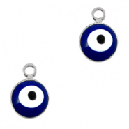 Metal charms 6mm Evil eye Silver-Blue