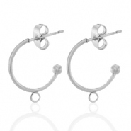 Stainless steel earrings creole with loop 15mm Silver