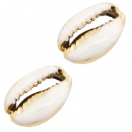 Shell beads specials Cowrie Half White-Gold