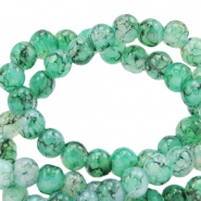 6 mm marbled glass beads Green Ash