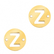 Stainless steel charms connector round 10mm initial coin Z Gold