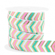 Elastic ribbon arrow Pink-Turquoise Green