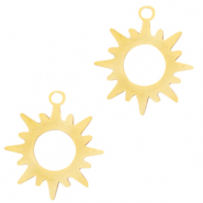 Stainless steel charms sun Gold