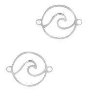 Stainless steel charms  connector wave Silver