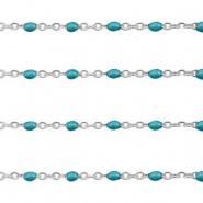 Stainless steel findings belcher chain 1mm Pretty Peacock Blue-Silver