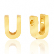 Stainless steel beads letter U Gold