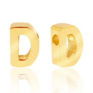 Stainless steel beads letter D Gold