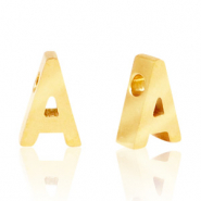 Stainless steel beads letter A Gold