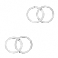 Stainless steel charms/connector double circle Silver