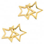 Stainless steel charms/connector double star Gold