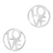 Stainless steel charms/connector "LOVE" Silver