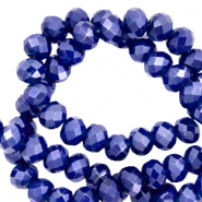 Top faceted beads 6x4mm disc Egyptian Blue-Pearl Shine Coating
