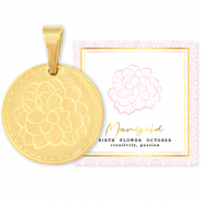 Stainless steel Mix & Match charms 15mm Birth flower October-Marigold Gold