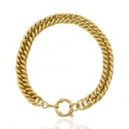 Stainless steel bracelets chain link bolt ring clasp Gold