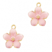 Metal charms flower Gold-Pink