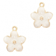 Metal charms flower Gold-White