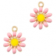 Metal charms flower Gold-Pink