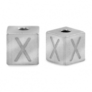 Stainless steel beads letter X Silver