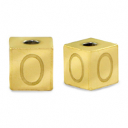 Stainless steel beads letter O Gold