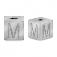 Stainless steel beads letter M Silver