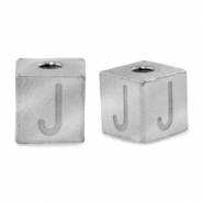 Stainless steel beads letter J Silver