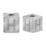 Stainless steel beads letter H Silver